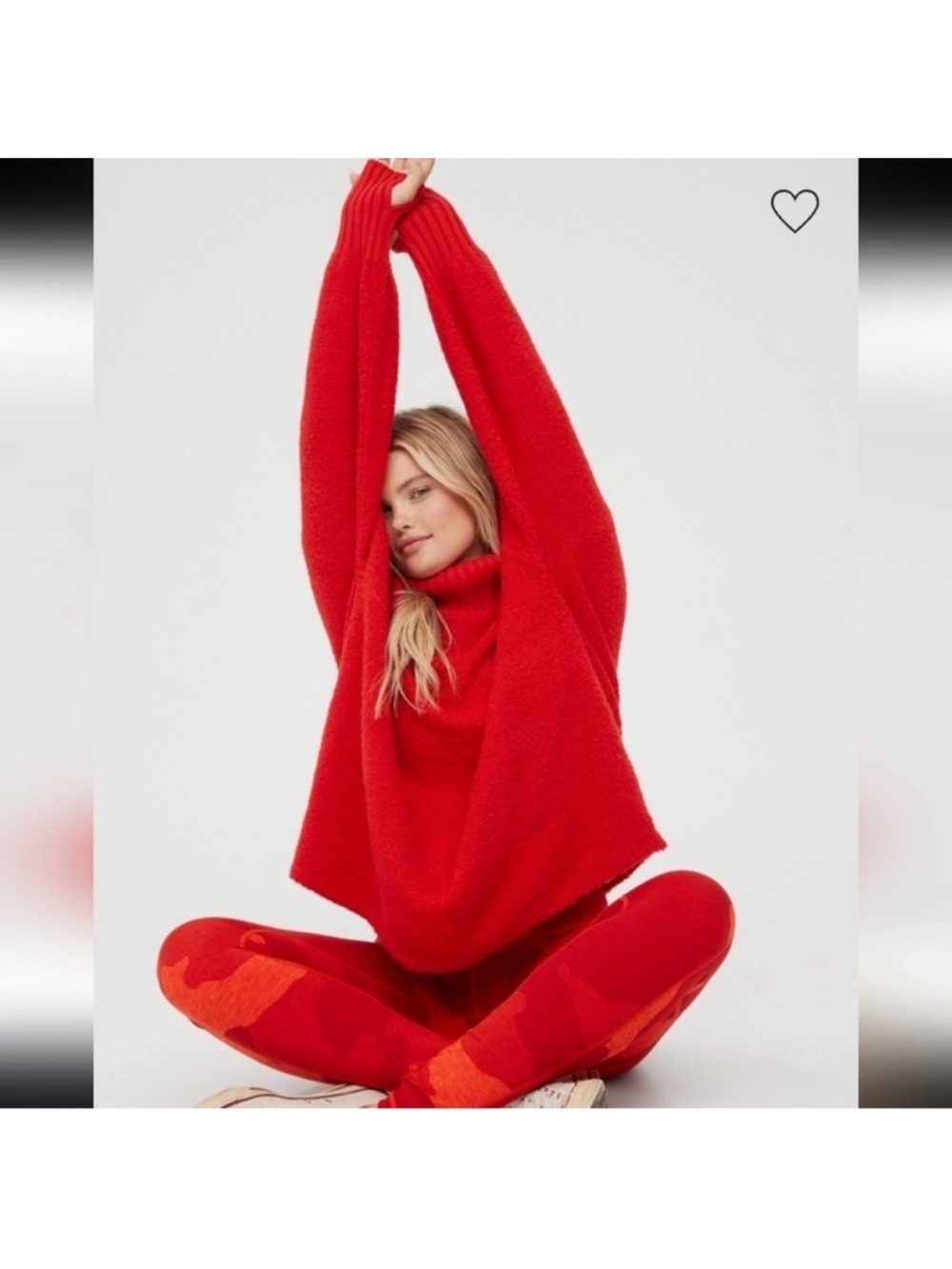 aerie Offline Bright Red Cozy Turtleneck Sweater with thumb holes
